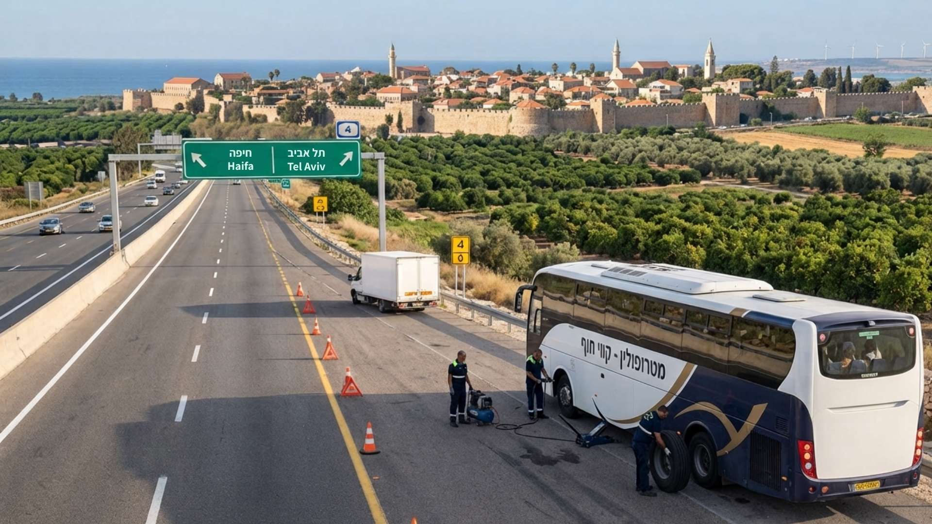 החלפת גלגל לאוטובוס